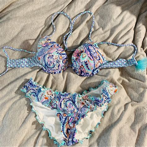 Victorias Secret Blue Boho Paisley Bikini Set Gem
