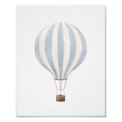 Blue Hot Air Balloon Nursery Decor Poster Zazzle Hot Air Balloon Nursery Hot Air Balloon