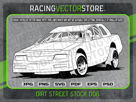 Dirt Track Street Stock Race Car Highly Detailed Vector Image Etsy