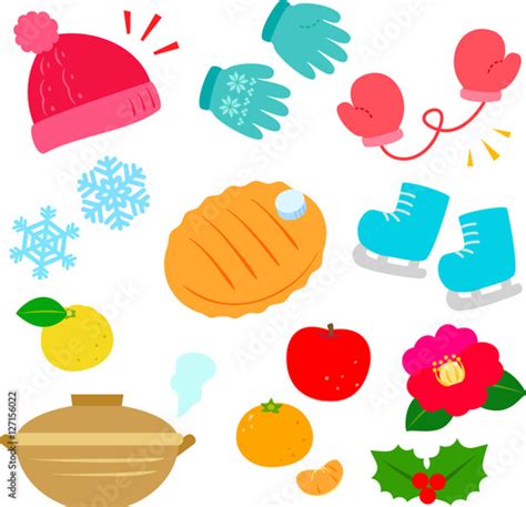 冬のイラストセット の ストック画像とロイヤリティフリーのベクターファイル Pic 127156022