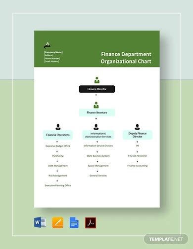 finance organizational chart templates  google docs word pages