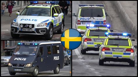 Polisbilar på utryckning Swedish police cars responding YouTube