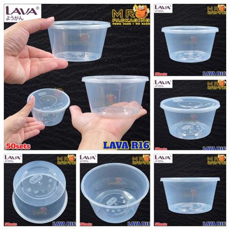 LAVA R12 R16 Round Container With Lid 50sets R 12 16 Oz Disposable