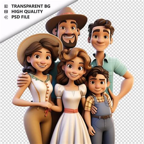 Familia Latina Educada En D Estilo De Dibujos Animados Fondo Blanco Iso Archivo Psd Premium
