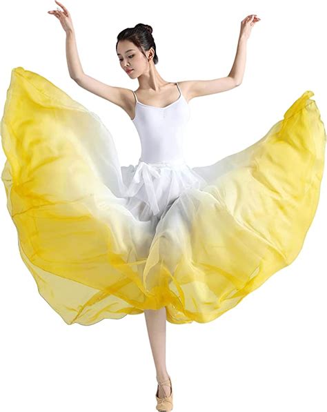 Oridoor Womens Fairy Lyrical Dance Skirt Gradient Color Swing Skirt