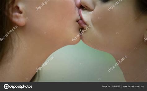 Lesbian Kissing Passionately Intimate Meeting Right Same Sex