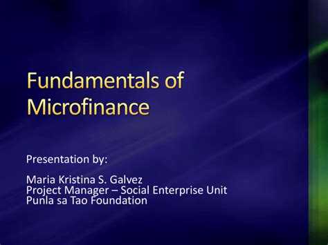 fundamentals  microfinance
