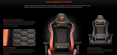 Cougar Outrider S Gaming Chair, Adjustable Design, Piston Lift Height ...