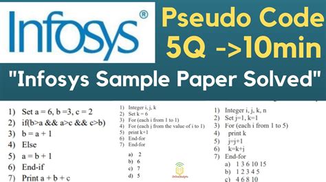 Infosys Pseudo Code Infosys Sample Paper Released Solve 5 Pseudo