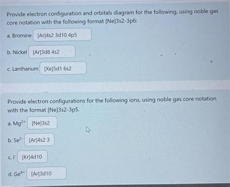 Solved Provide electron configuration and orbitals diagram | Chegg.com