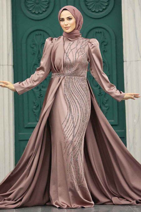 Luxury Copper Hijab Wedding Dress 23221BKR Neva Style