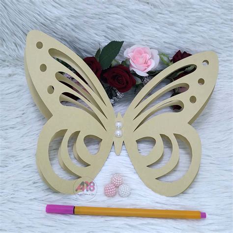 Decoração Borboleta Vazada Dupla Ana cm Marrom Nude Elo
