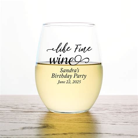 24pcs Personalized Stemless Wine Glass 9oz Adult Birthday Etsy