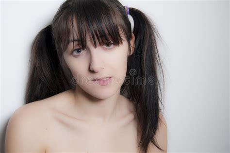 Pigtail Brunette Girl Stock Image Image Of Caucasian 13483357