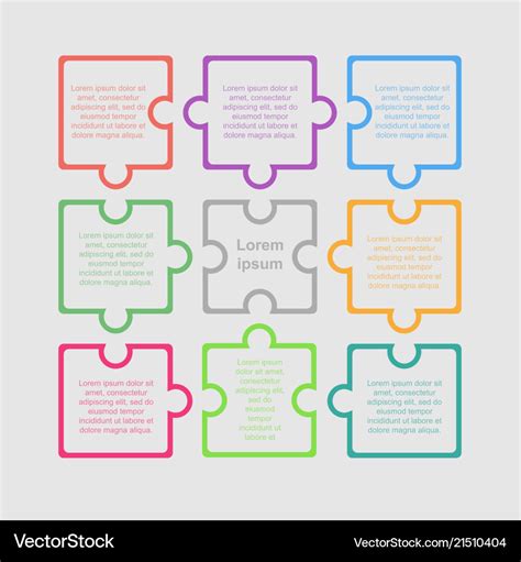 Outline 9 Piece Puzzle Template PDF Template