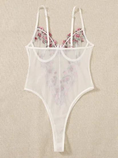 White Nuisette Lace Underwear Sheer Babydoll Bodysuit One Piece Lingerie Sexy Teddy Mesh