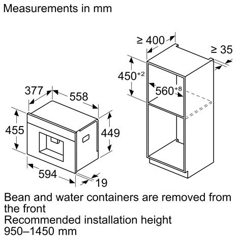 Встраиваемая кофемашина Bosch CTL9181D0 - схема встраивания 4 для Бош ...