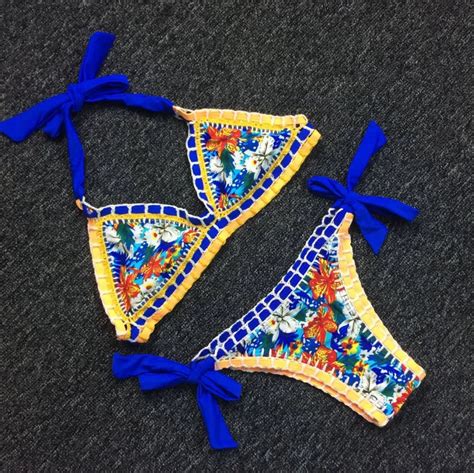 New Bikini Knit Trench Lace Bikini Women Piece Swimming Suits Sexy Lady S Swimsuit Printed