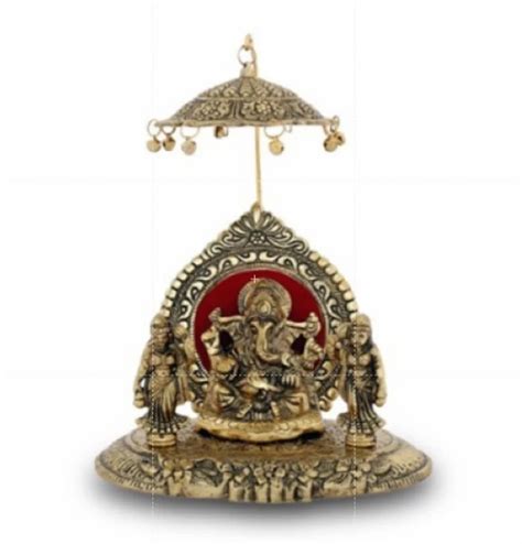 Gold Plated Ganesh With Riddhi Siddhi For Home Decoration Corporate