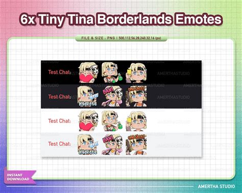 6x Tiny Tina Borderlands Twitch Emotes Youtube Emote Streamer Emote