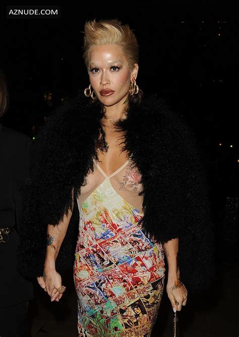 Rita Ora Sexy Spotted Flashing Her Hot Tits In A Beautiful Sheer Dress At Fashion Awards