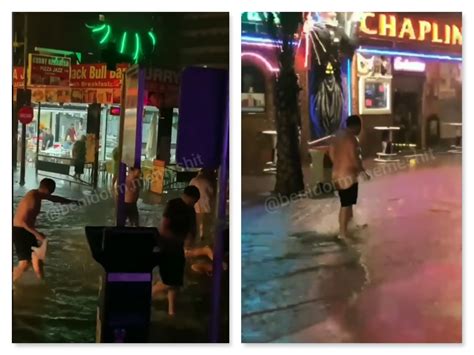 WATCH British Naked Tourists Wallowing In Puddles In Benidorm In Spains Costa Blanca Caused By