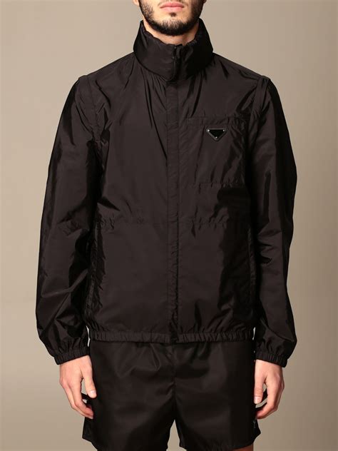 PRADA: bomber in technical nylon with triangular logo - Black | Prada ...