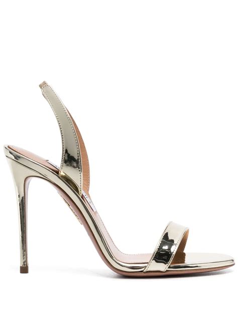 Aquazzura So Nude 110mm Slingback Sandals Gold FARFETCH UK