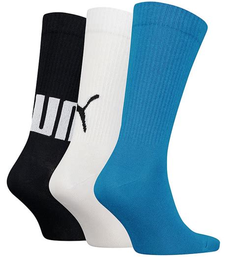 Puma Socks 3 Pack Big Logo Crew Aqua Combo Kw Us