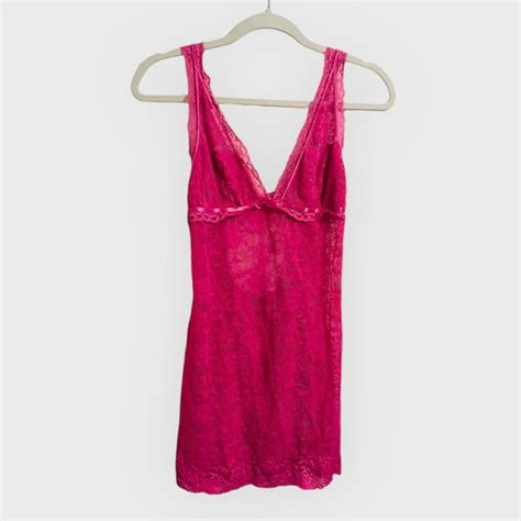 Hot Pink Lace Teddy Lingerie Dress With Cutout Depop