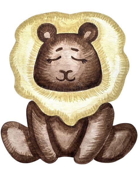 Hand Drawn Illustration Cute Sleepy Toy Watercolor Drawing Template