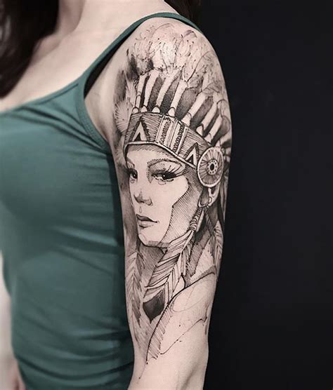 Tatuagem De Índia Guerreira - Desenhos De Tatuagem De Guerreiro Indiano