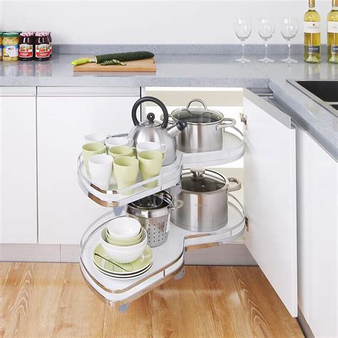 Kitchen Blind Corner Unit Carousel Twin Shelf Trays Pull Out Basket