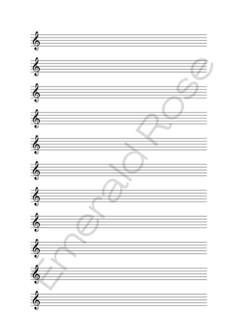 Blank Music Paper Treble And Bass Clef Piano Printable 4 Pages Etsy