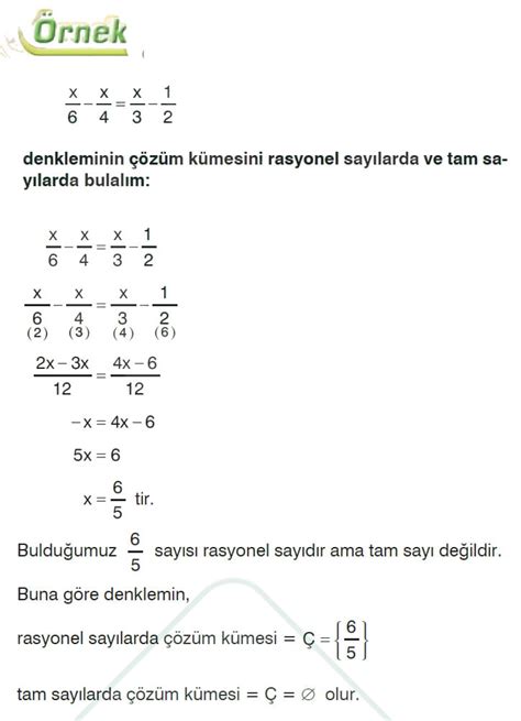 9 sınıf Birinci dereceden bir bilinmeyenli denklemler Soru Çözümleri