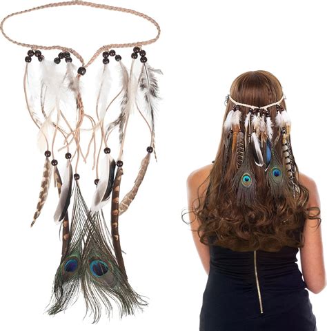 Uiccvokk Indianer Kost M Damen Hippie Boho Haarband Haarschmuck Hippie