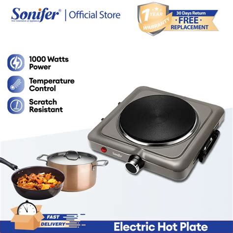 Sonifer Potable Electric Hot Plate Electric Stove Counter Top Single Cast Iron Burner 1000 Watts