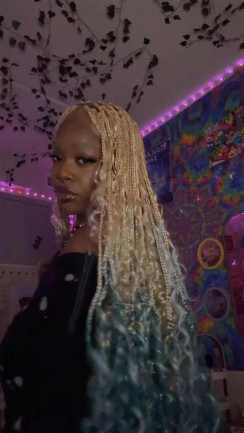 Blonde to teal ombré braids by me in Cool braid hairstyles Braids hairstyles pictures