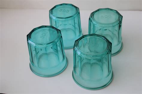 French Aqua Green Glass Working Glasses Jars Or Tumblers Luminarc 500ml