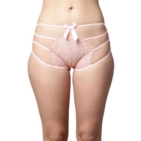 Buy PrettyCat Women Pink High Waist Sexy Bikini Panty With Cage Detailing Lace Online At Best