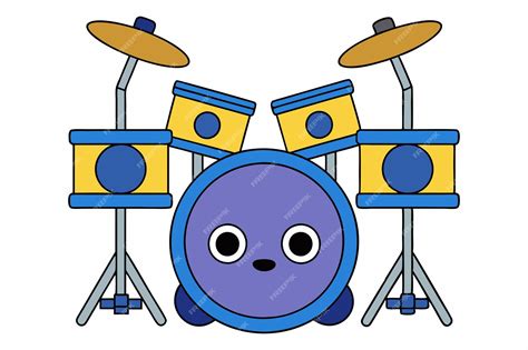 Cheerful Kawaii Drum Set Vector Illustration Premium Ai Generated Vector
