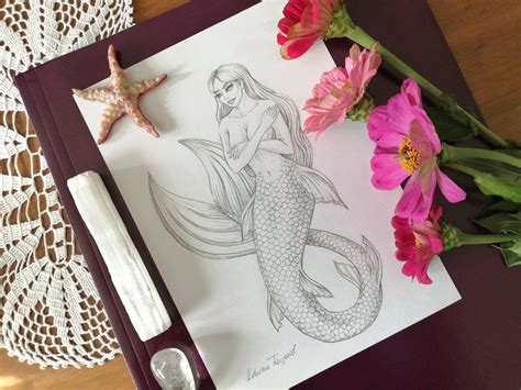 Nude Mermaid Art Print Siren Art Fantasy Art Print Naked Etsy