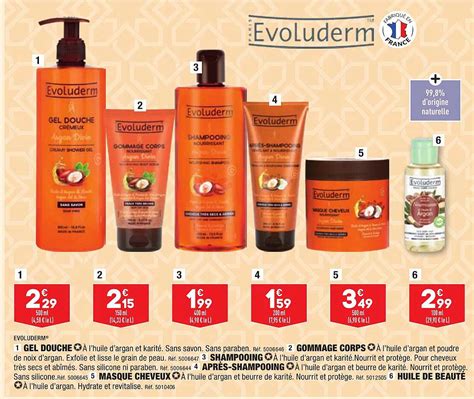 Promo Gel Douche Evoluderm Gommage Corps Evoluderm Shampooing