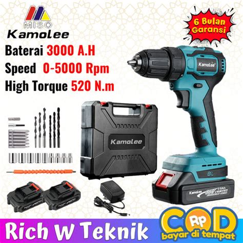 Promo Mesin Bor Baterai 10mm Kamolee Cordless Electric Drill 520 2