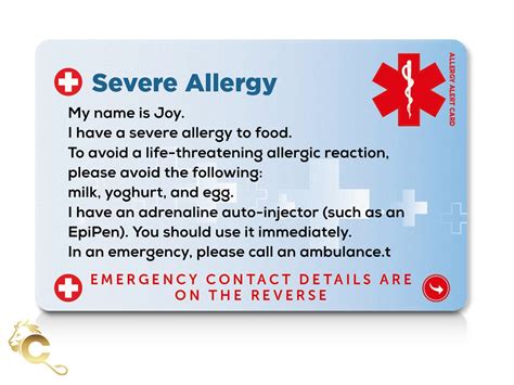 Allergy Awareness Medical Alert Chef Card 20mm Safety Breakaway Lanyard