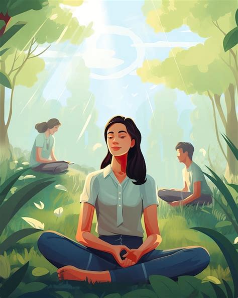 Premium Photo A Peaceful Mindfulness Session Students Meditate In A