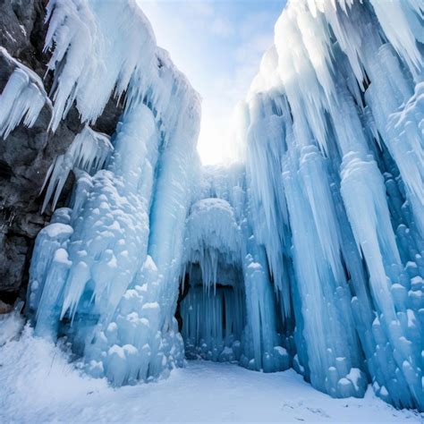 Premium Ai Image An Ice Cave With Large Icicles