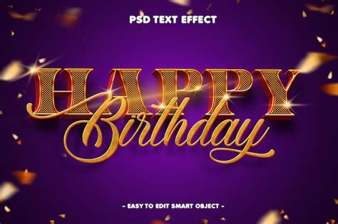 Premium Psd Happy Birthday 3d Text Effect With Golden Style