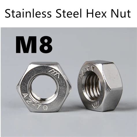 Free Shipping 50pcs Lot Metric Thread Din934 M8 304 Stainless Steel Hex Nut Hexagonal Nut Screw