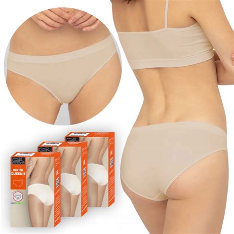 Wygodne Majtki Damskie Figi GATTA Bikini Queenie bezszwowe PAK beżowy XL